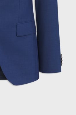 Two-piece slim-fit suit in Italian virgin wool, Blue