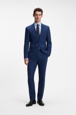 Two-piece slim-fit suit in Italian virgin wool, Blue