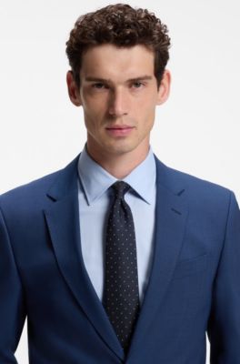 Two-piece slim-fit suit in Italian virgin wool, Blue