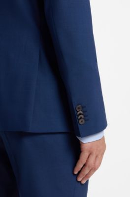 Two-piece slim-fit suit in Italian virgin wool, Blue