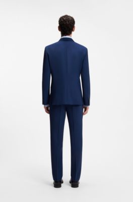Two-piece slim-fit suit in Italian virgin wool, Blue