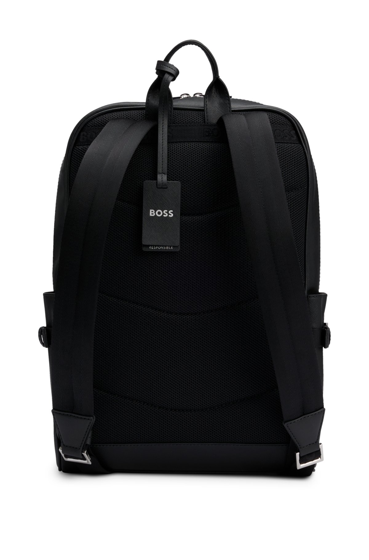 BOSS - Structured backpack with silver-tone logo