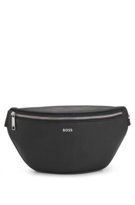 Structured belt bag with logo trim, Black