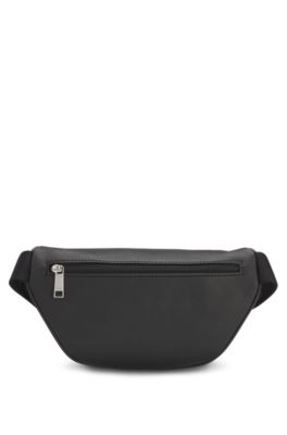 Structured belt bag with logo trim, Black