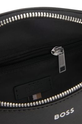 Structured belt bag with logo trim, Black