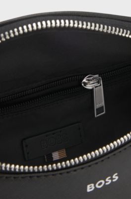 Structured belt bag with logo trim, Black