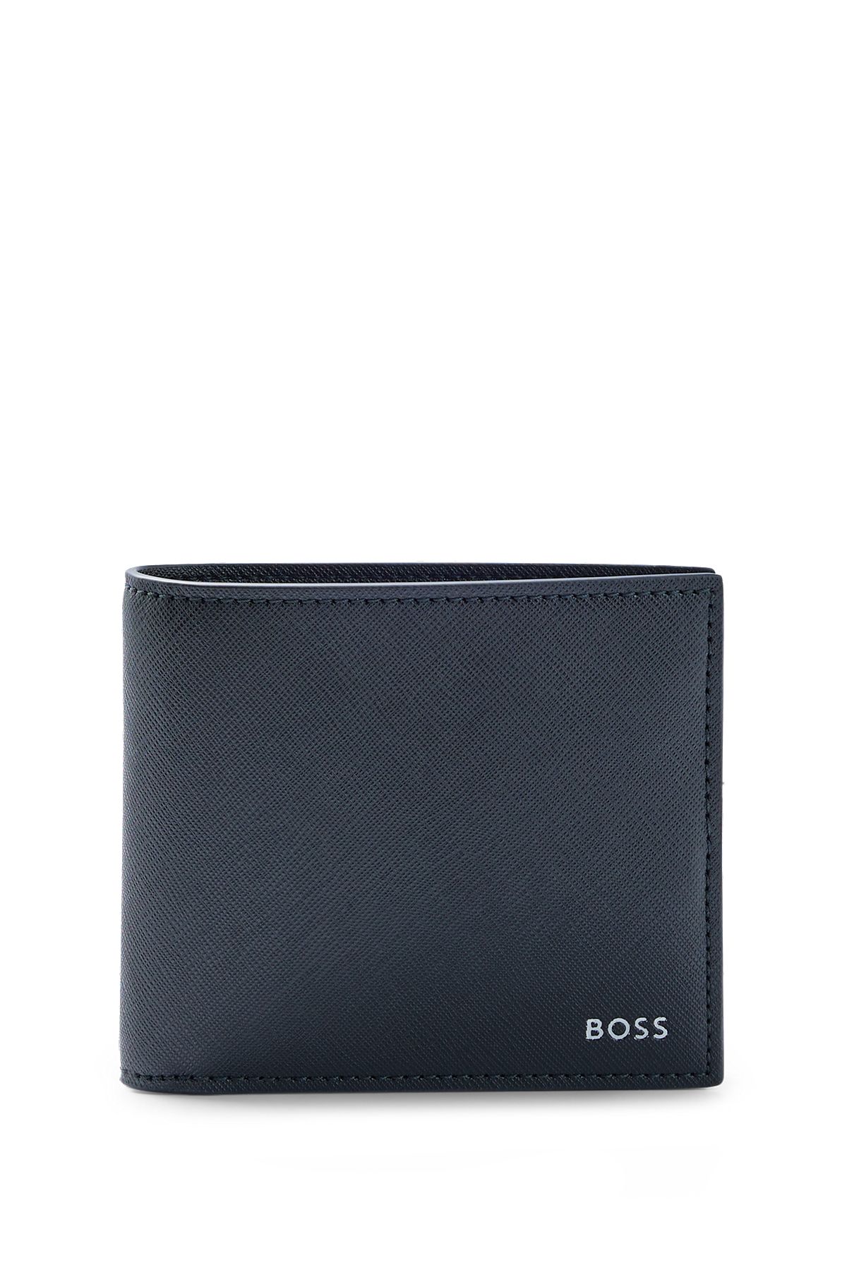 Structured wallet with signature stripe and logo detail, Black