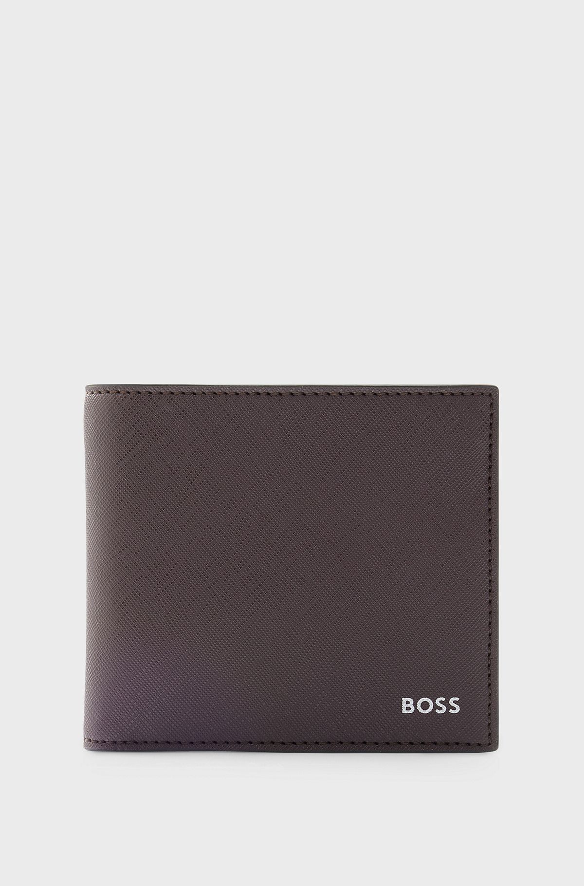 Structured wallet with signature stripe and logo detail, Dark Red