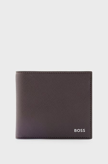 Structured wallet with signature stripe and logo detail, Dark Red