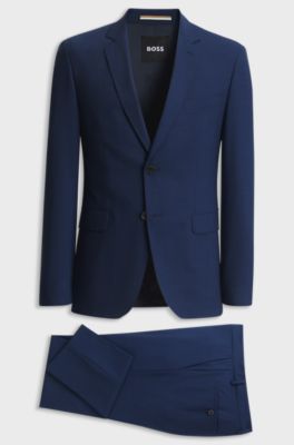 Two-piece virgin-wool blend suit, Blue