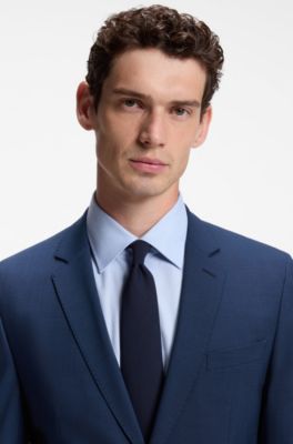 Two-piece virgin-wool blend suit, Blue