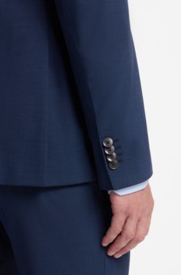 Two-piece virgin-wool blend suit, Blue