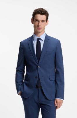 Two-piece virgin-wool blend suit, Blue