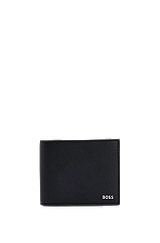Structured trifold wallet with signature trims, Zwart