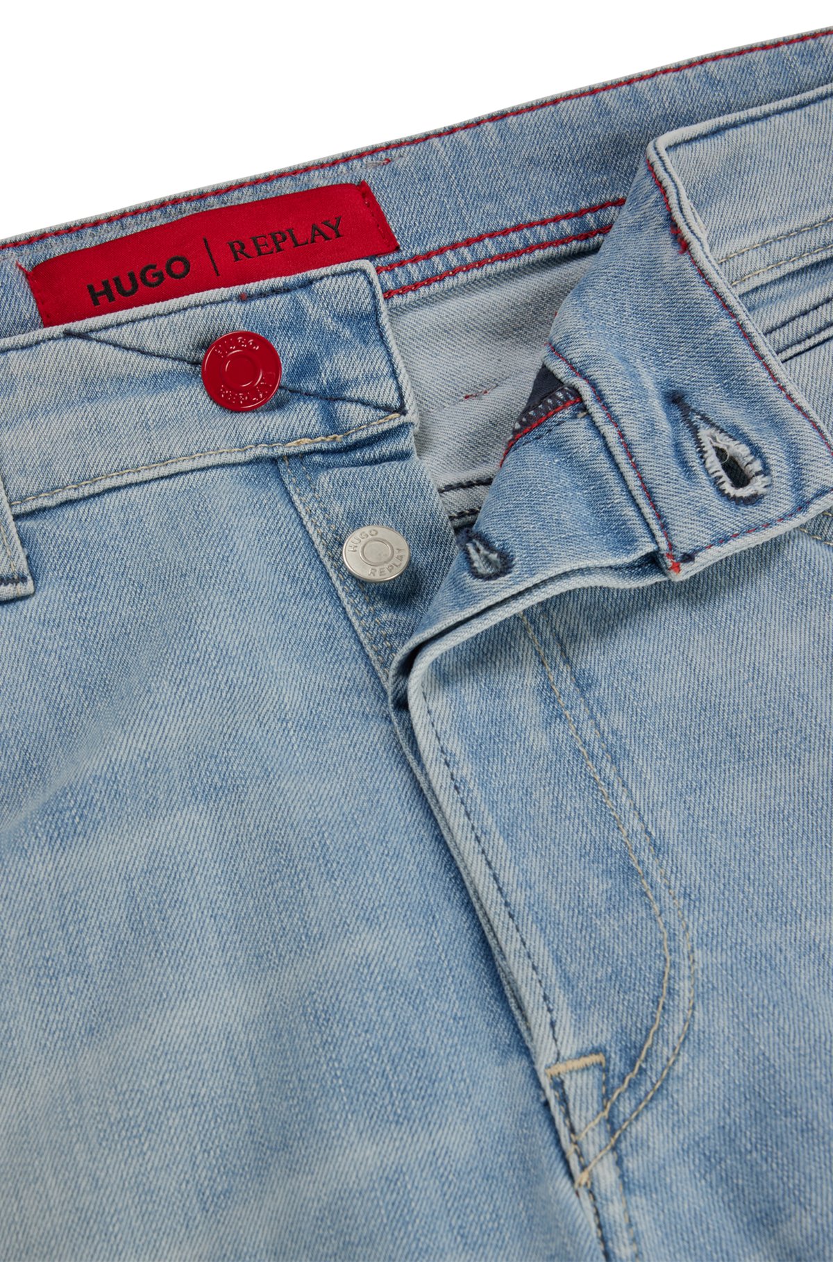 Spanje Waakzaam gebed HUGO - HUGO | REPLAY straight-fit jeans in light-blue stretch denim