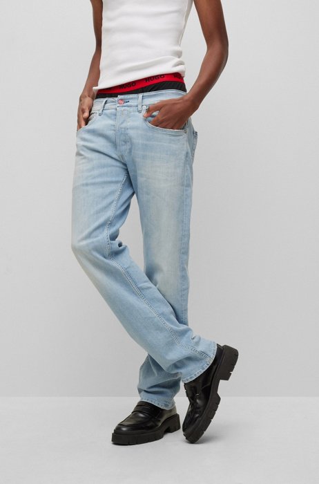 HUGO | REPLAY straight-fit jeans in light-blue stretch denim, Light Blue