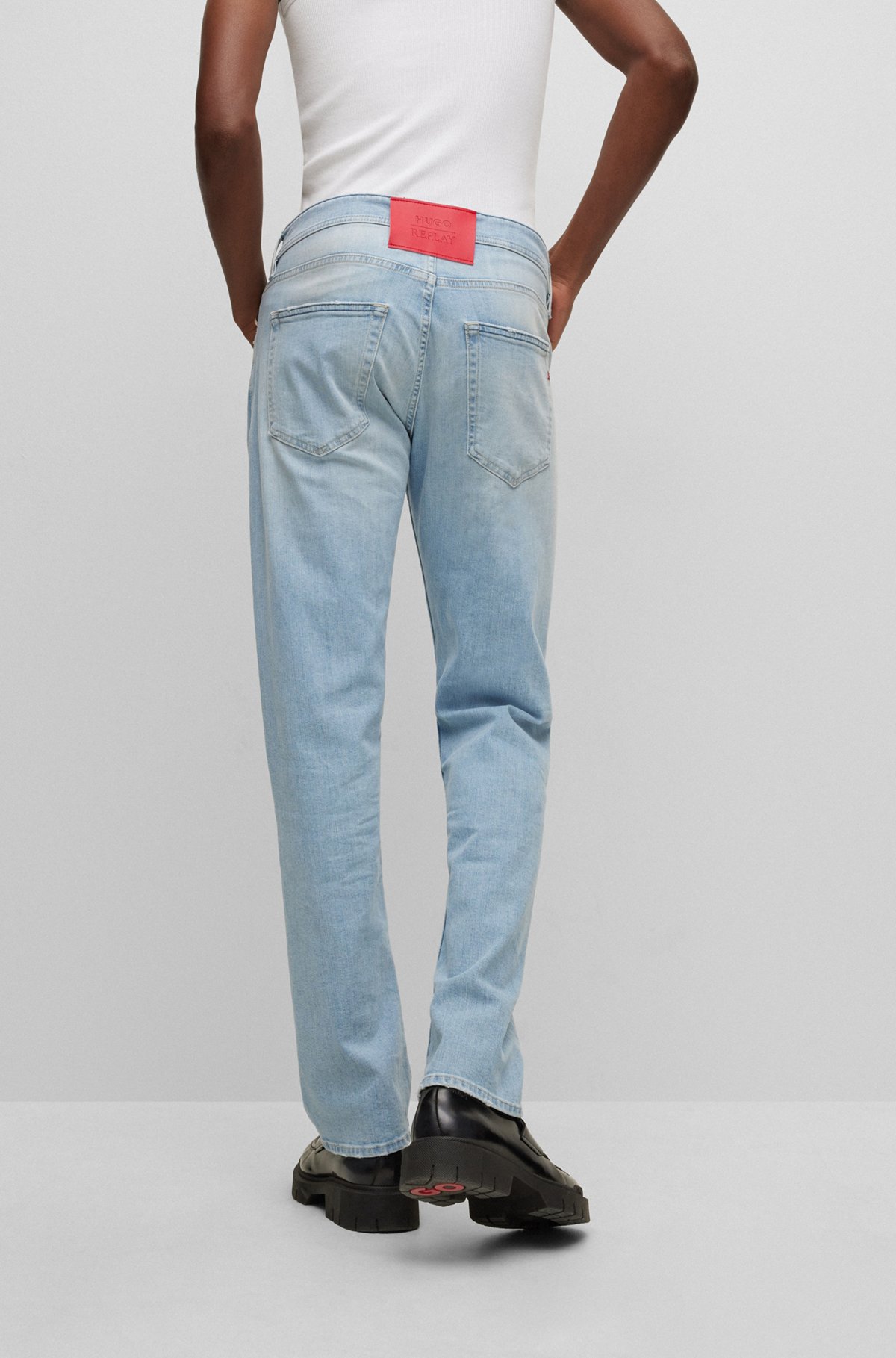 smør labyrint gispende HUGO - HUGO | REPLAY straight-fit jeans in light-blue stretch denim
