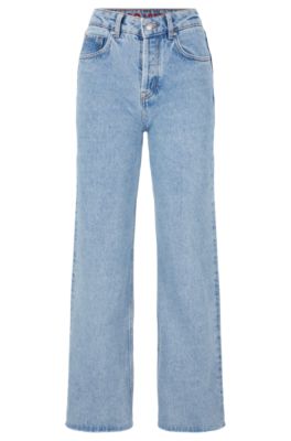 HUGO - Wide-leg modern-fit jeans in blue organic-cotton denim 