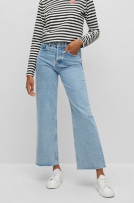 HUGO - Wide-leg modern-fit jeans in blue organic-cotton denim 