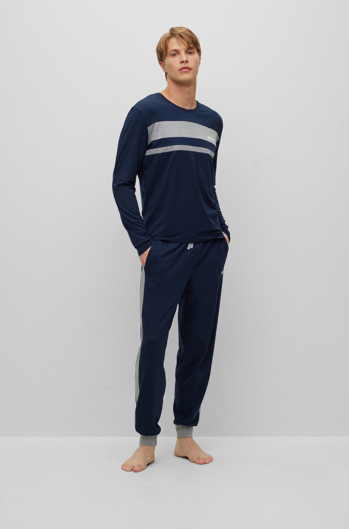 Sui B.C. Associëren BOSS - Pyjamashirt met lange mouwen van katoen, modal en stretch