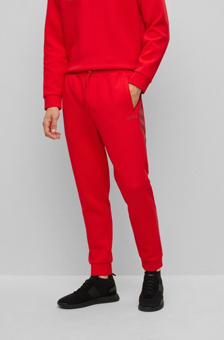 Cotton-blend tracksuit bottoms with rhinestone details, Red