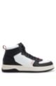 Mixed-material high-top trainers with backtab logo, White / Black