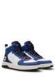 Hightop Sneakers aus verschiedenen Materialien mit Logo auf der Fersenlasche, Dunkelblau