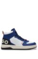 Mixed-material high-top trainers with backtab logo, Dark Blue