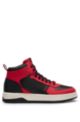 Hightop Sneakers aus verschiedenen Materialien mit Logo auf der Fersenlasche, Schwarz/Rot