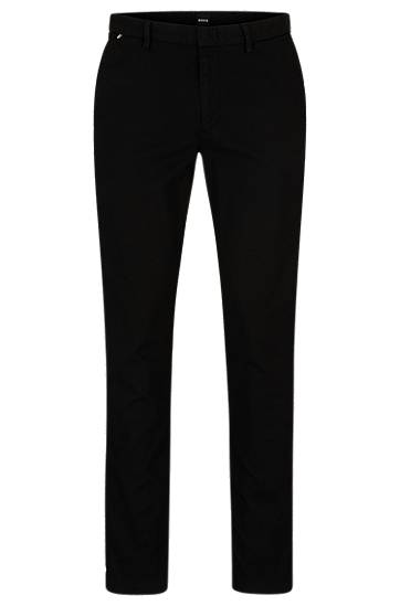 Hugo Boss Slim-fit Chinos In A Stretch-cotton Blend In Black