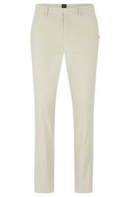 Hugo Boss Slim-fit Trousers In Stretch Cotton In White