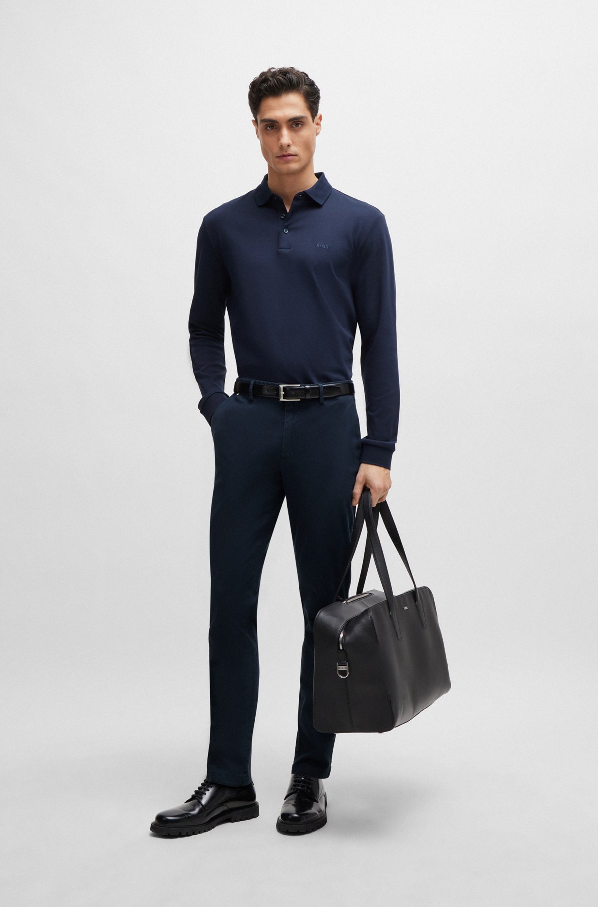 BOSS - Slim-fit chinos in a stretch-cotton blend - Dark Blue BOSS - Slim-fit chinos in a stretch-cotton blend - Dark Blue