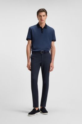 Slim-fit chinos in a stretch-cotton blend, Dark Blue