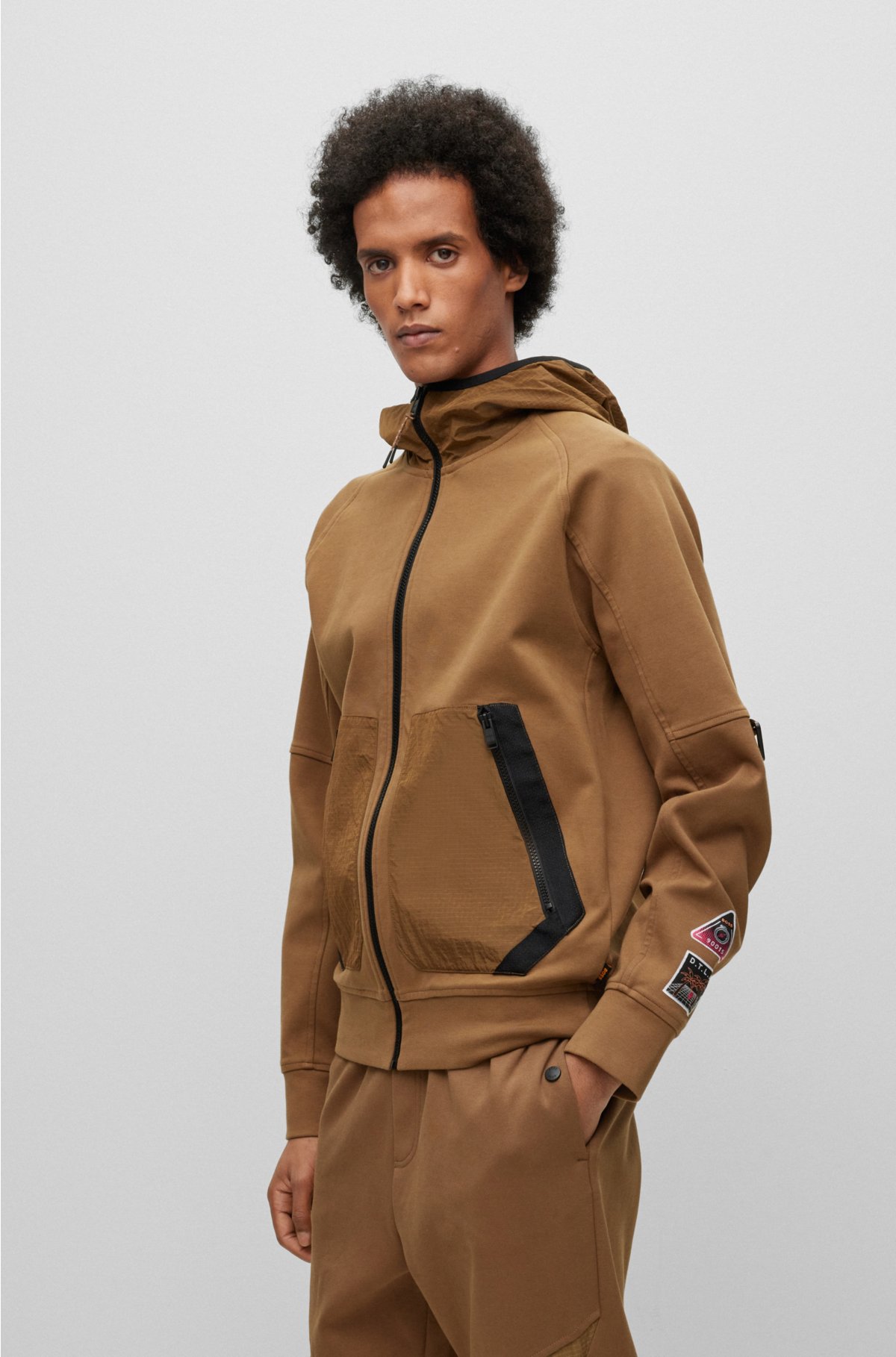 zip-up - hoodie in Relaxed-fit materials mixed BOSS