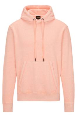 Hugo Boss Cotton-blend Relaxed-fit Hoodie With Embroidered Logo In Pink