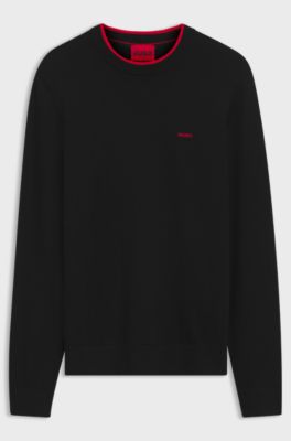 Regular-fit sweater in a cotton blend, Black