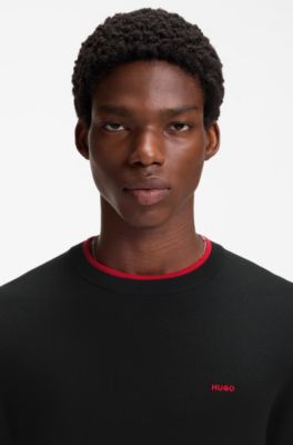 Regular-fit sweater in a cotton blend, Black