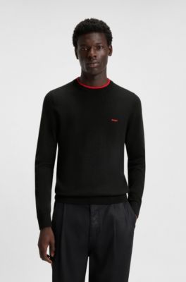 Regular-fit sweater in a cotton blend, Black