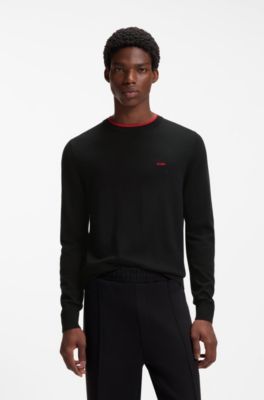 Regular-fit sweater in a cotton blend, Black