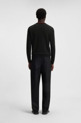 Regular-fit sweater in a cotton blend, Black