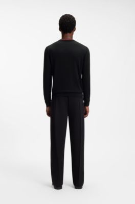 Regular-fit sweater in a cotton blend, Black
