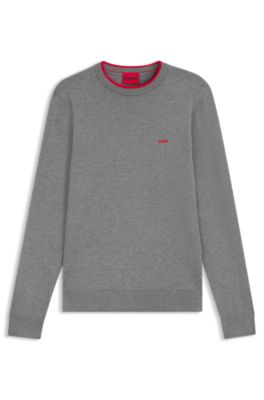 Regular-fit sweater in a cotton blend, Grey