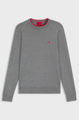 Regular-fit sweater in a cotton blend, Grey