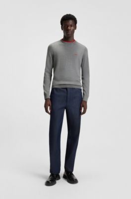 Regular-fit sweater in a cotton blend, Grey