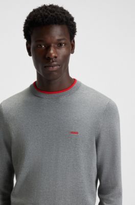 Regular-fit sweater in a cotton blend, Grey
