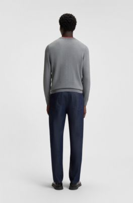 Regular-fit sweater in a cotton blend, Grey