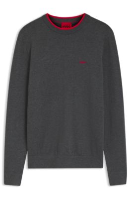 Regular-fit sweater in a cotton blend, Dark Grey