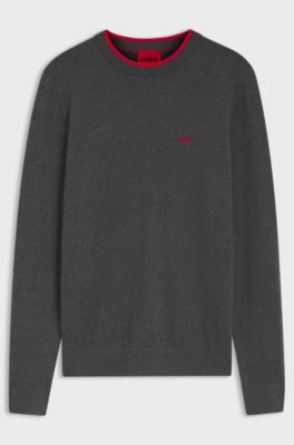 Regular-fit sweater in a cotton blend, Dark Grey