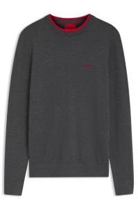 Regular-fit sweater in a cotton blend, Dark Grey