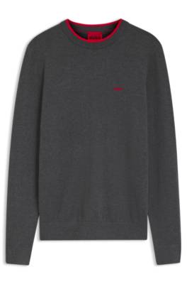 Hugo Regular-fit sweater in a cotton blend stickade tröjor herr – bild 4